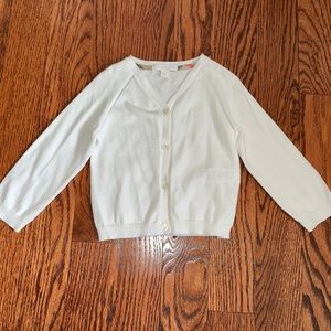 Burberry children white v neck cardigan sweater - size 3Y